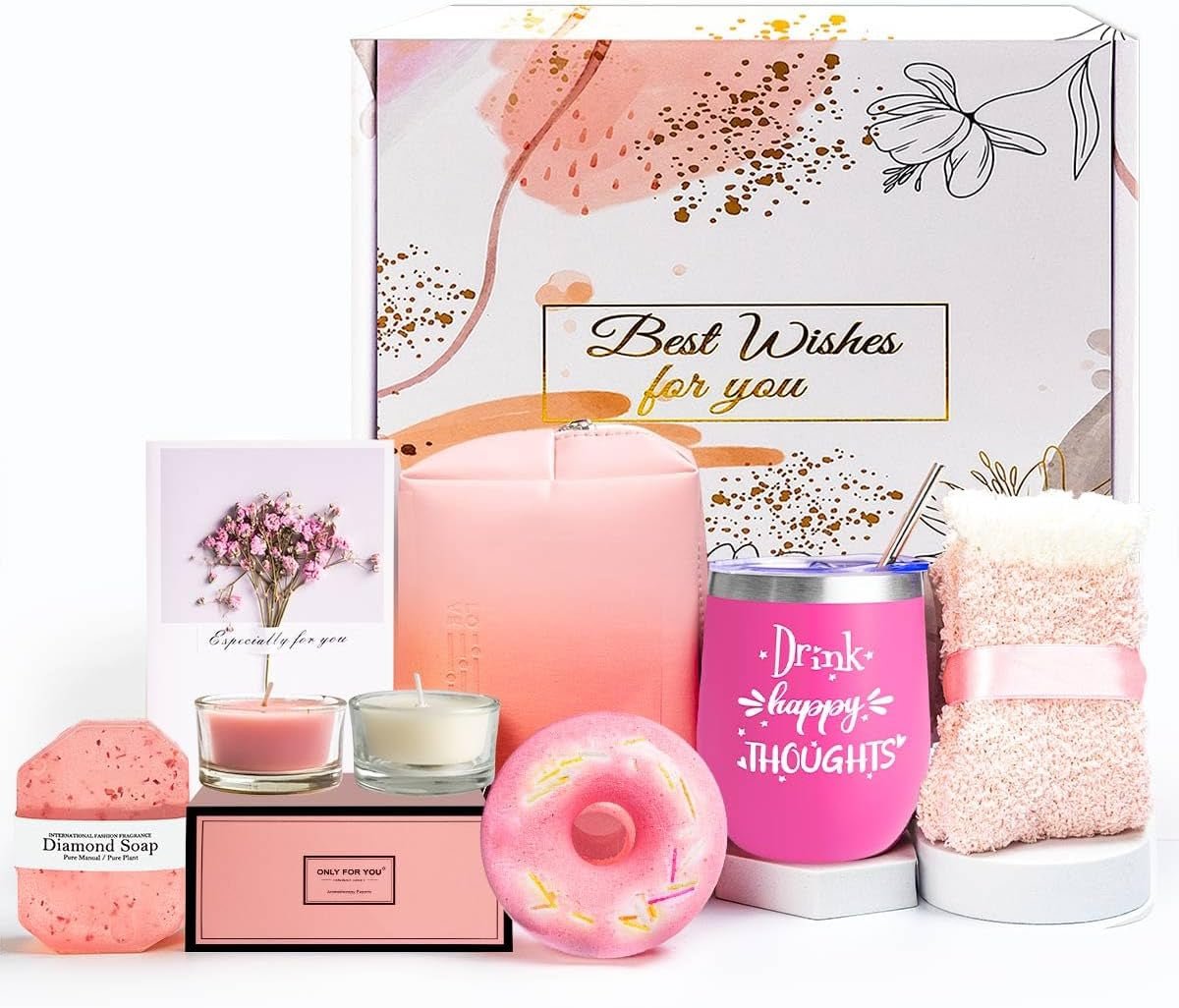 Birthday Gifts for Women - Best Relaxing Spa Gift Box Basket for Wife Mom Sister Girlfriend Daughter Best Friend Mother - Happy Birthday Gifts for Women - Wine Tumbler Spa Bath Set (Pink) - Born this WayBirthday Gifts for Women - Best Relaxing Spa Gift Box Basket for Wife Mom Sister Girlfriend Daughter Best Friend Mother - Happy Birthday Gifts for Women - Wine Tumbler Spa Bath Set (Pink)Born this WayMy Store
