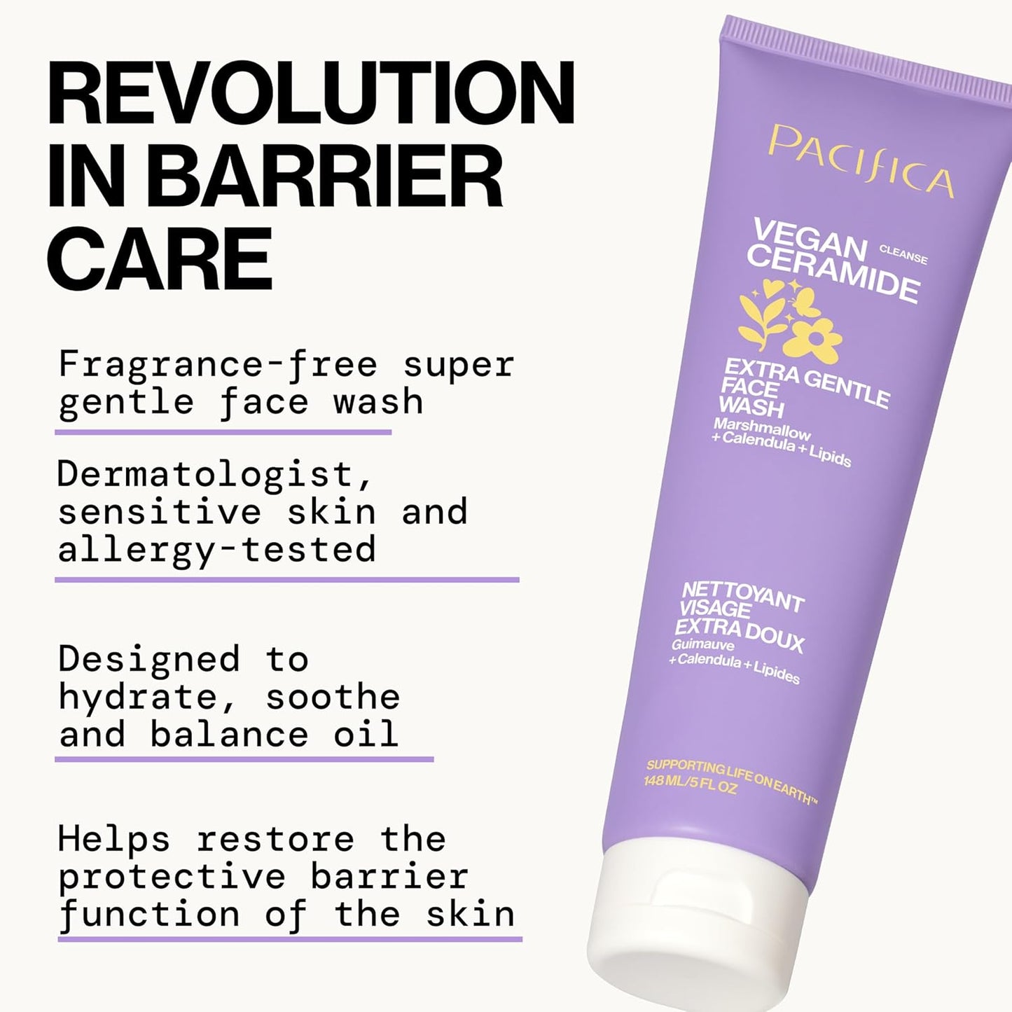 Vegan Ceramide Barrier Repair Face Wash Cleanser for Sensitive Skin - Fragrance - Free, Extra Gentle, Dermatologist Tested, with Calendula, Vegan & Cruelty - Free - Born this WayVegan Ceramide Barrier Repair Face Wash Cleanser for Sensitive Skin - Fragrance - Free, Extra Gentle, Dermatologist Tested, with Calendula, Vegan & Cruelty - FreeBorn this WayBorn this Way