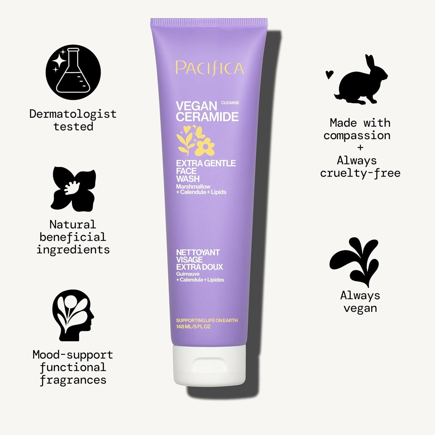 Vegan Ceramide Barrier Repair Face Wash Cleanser for Sensitive Skin - Fragrance - Free, Extra Gentle, Dermatologist Tested, with Calendula, Vegan & Cruelty - Free - Born this WayVegan Ceramide Barrier Repair Face Wash Cleanser for Sensitive Skin - Fragrance - Free, Extra Gentle, Dermatologist Tested, with Calendula, Vegan & Cruelty - FreeBorn this WayBorn this Way