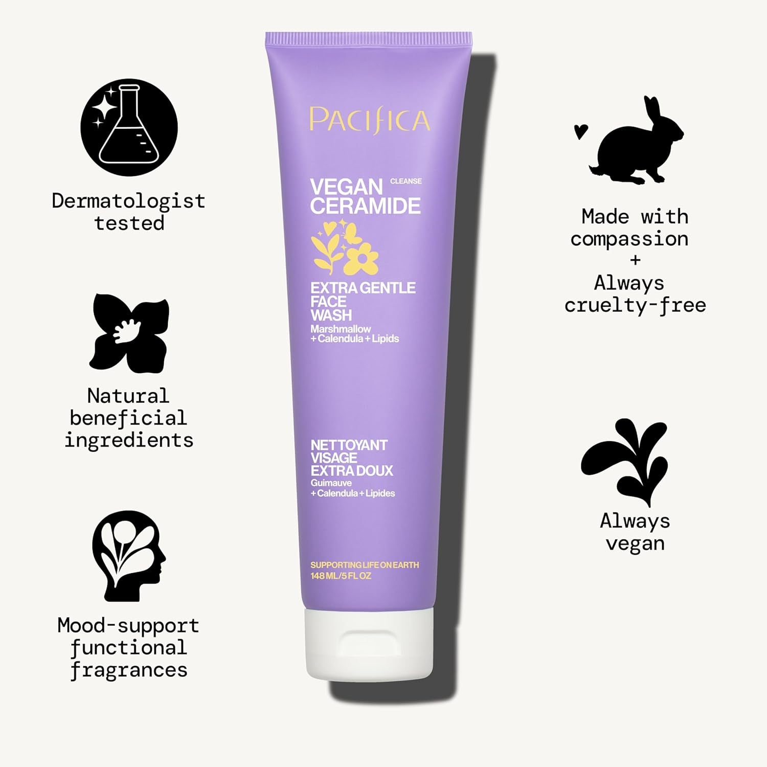 Vegan Ceramide Barrier Repair Face Wash Cleanser for Sensitive Skin - Fragrance - Free, Extra Gentle, Dermatologist Tested, with Calendula, Vegan & Cruelty - Free - Born this WayVegan Ceramide Barrier Repair Face Wash Cleanser for Sensitive Skin - Fragrance - Free, Extra Gentle, Dermatologist Tested, with Calendula, Vegan & Cruelty - FreeBorn this WayBorn this Way