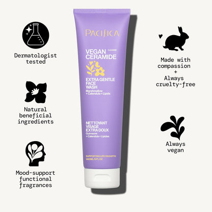 Vegan Ceramide Barrier Repair Face Wash Cleanser for Sensitive Skin - Fragrance - Free, Extra Gentle, Dermatologist Tested, with Calendula, Vegan & Cruelty - Free - Born this WayVegan Ceramide Barrier Repair Face Wash Cleanser for Sensitive Skin - Fragrance - Free, Extra Gentle, Dermatologist Tested, with Calendula, Vegan & Cruelty - FreeBorn this WayBorn this Way