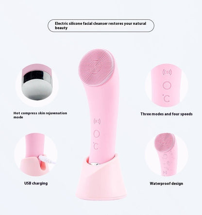 Silicone Face Cleansing Brush Facial Cleansing Brush Electric Facial Brush Vibration Heating - Born this WaySilicone Face Cleansing Brush Facial Cleansing Brush Electric Facial Brush Vibration HeatingBorn this WayMy StoreSkin care