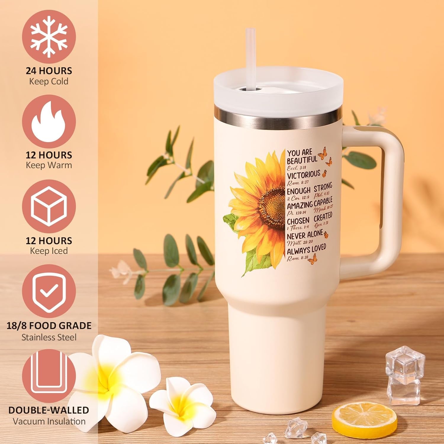 Christian Faith Gifts for Women - Religious Catholic Sunflower Inspirational Spiritual Gift for Mom, Grandma, Sister, Coworker with Makeup Bag and 40 OZ Tumbler - Born this WayChristian Faith Gifts for Women - Religious Catholic Sunflower Inspirational Spiritual Gift for Mom, Grandma, Sister, Coworker with Makeup Bag and 40 OZ TumblerBorn this WayBorn this Way