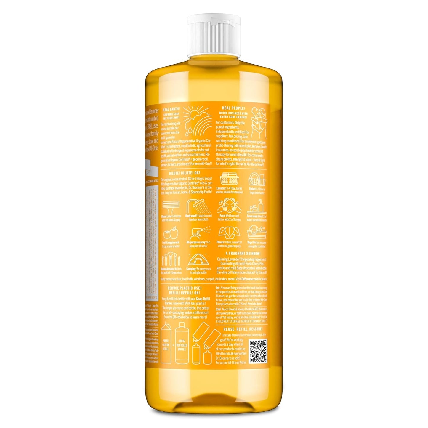 Pure - Castile Liquid Soap (Citrus, 32 oz, 2 - Pack) - Organic Oil Formula, 18 - in - 1 Versatility for Face, Body, Hair, Laundry, Pets, and Dishes, Concentrated, Vegan, Non - GMO - Born this WayPure - Castile Liquid Soap (Citrus, 32 oz, 2 - Pack) - Organic Oil Formula, 18 - in - 1 Versatility for Face, Body, Hair, Laundry, Pets, and Dishes, Concentrated, Vegan, Non - GMOBorn this WayBorn this Way