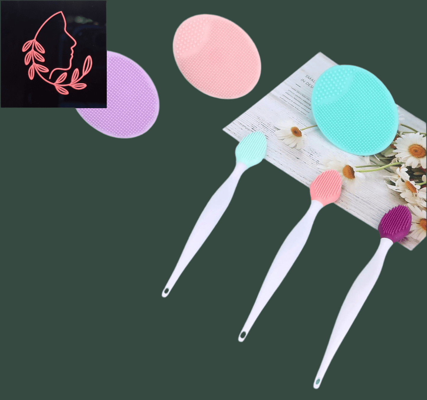 silicone facial cleansing brush set