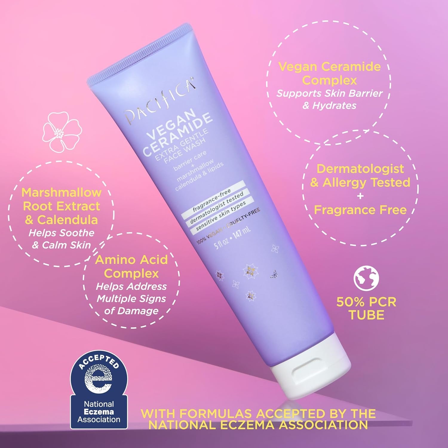 Vegan Ceramide Barrier Repair Face Wash Cleanser for Sensitive Skin - Fragrance - Free, Extra Gentle, Dermatologist Tested, with Calendula, Vegan & Cruelty - Free - Born this WayVegan Ceramide Barrier Repair Face Wash Cleanser for Sensitive Skin - Fragrance - Free, Extra Gentle, Dermatologist Tested, with Calendula, Vegan & Cruelty - FreeBorn this WayBorn this Way