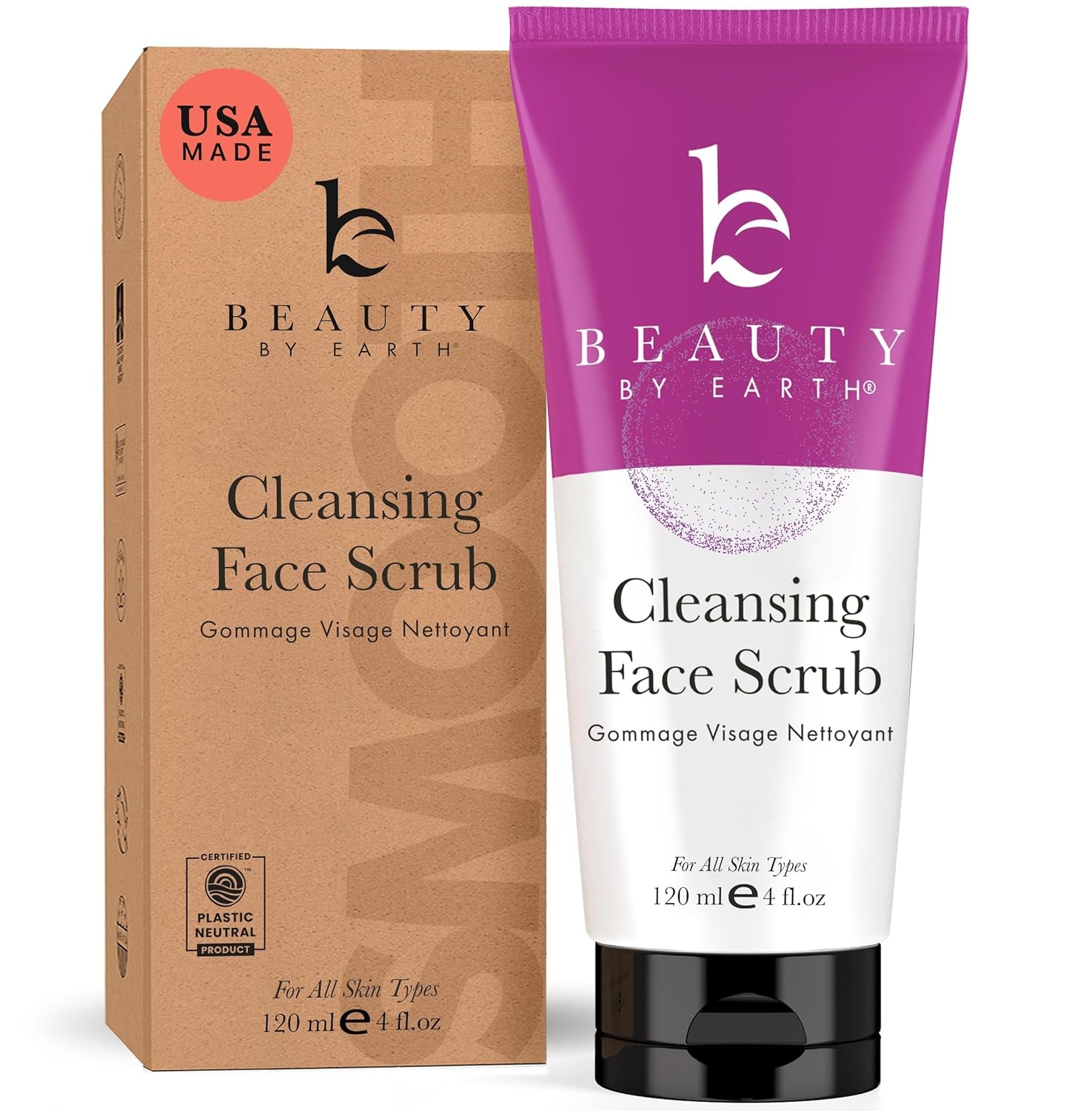 Professional Exfoliating Face Scrub - USA - Made with Natural & Organic Ingredients for All Skin Types, Microdermabrasion Formula with Glycerin to Gently Cleanse and Remove Dead Skin Cells - Born this WayProfessional Exfoliating Face Scrub - USA - Made with Natural & Organic Ingredients for All Skin Types, Microdermabrasion Formula with Glycerin to Gently Cleanse and Remove Dead Skin CellsBorn this WayBorn this Way