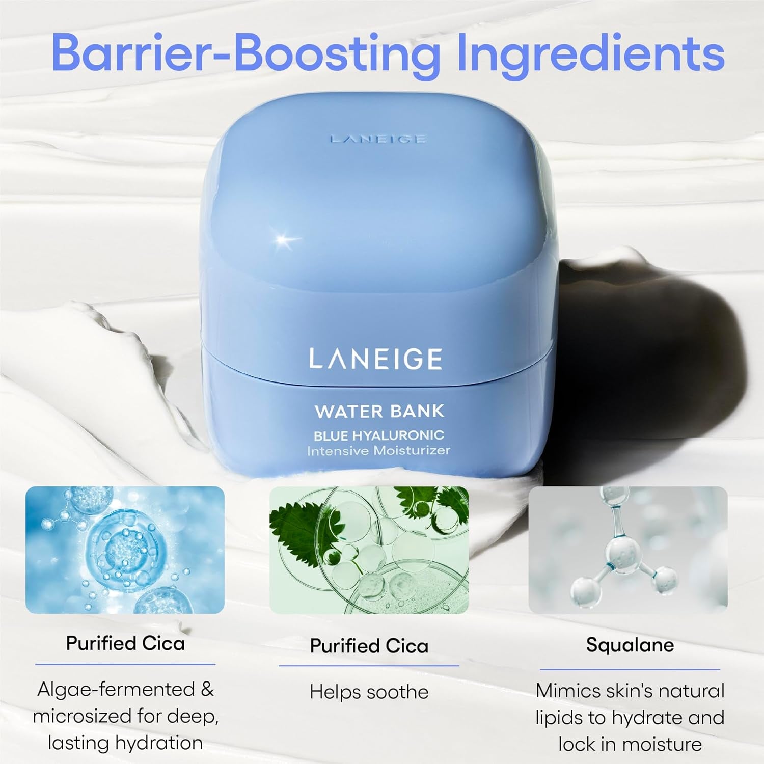 Water Bank Blue Hyaluronic Intensive Moisturizer: Hydrating Face Cream for Extra Dry Skin with Squalane & Peptide for Skin Barrier Support, Dermatologist - Tested - Born this WayWater Bank Blue Hyaluronic Intensive Moisturizer: Hydrating Face Cream for Extra Dry Skin with Squalane & Peptide for Skin Barrier Support, Dermatologist - TestedBorn this WayBorn this Way