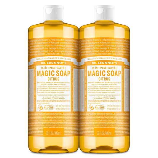 Pure - Castile Liquid Soap (Citrus, 32 oz, 2 - Pack) - Organic Oil Formula, 18 - in - 1 Versatility for Face, Body, Hair, Laundry, Pets, and Dishes, Concentrated, Vegan, Non - GMO - Born this WayPure - Castile Liquid Soap (Citrus, 32 oz, 2 - Pack) - Organic Oil Formula, 18 - in - 1 Versatility for Face, Body, Hair, Laundry, Pets, and Dishes, Concentrated, Vegan, Non - GMOBorn this WayBorn this Way