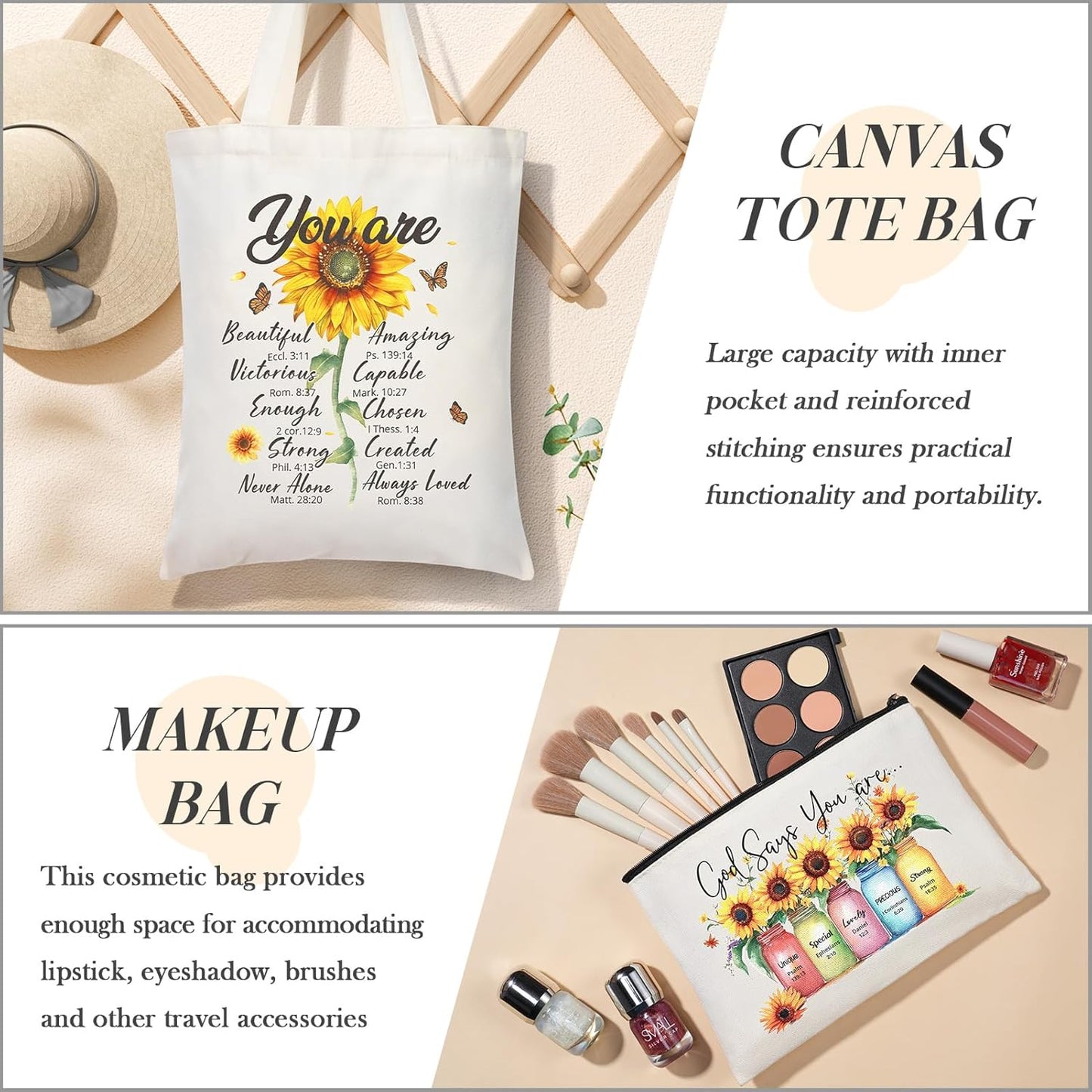 Christian Faith Gifts for Women - Religious Catholic Sunflower Inspirational Spiritual Gift for Mom, Grandma, Sister, Coworker with Makeup Bag and 40 OZ Tumbler - Born this WayChristian Faith Gifts for Women - Religious Catholic Sunflower Inspirational Spiritual Gift for Mom, Grandma, Sister, Coworker with Makeup Bag and 40 OZ TumblerBorn this WayBorn this Way