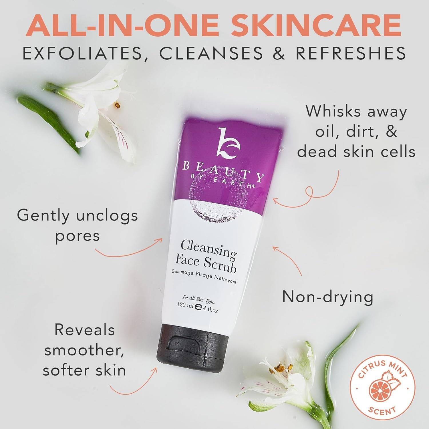 Professional Exfoliating Face Scrub - USA - Made with Natural & Organic Ingredients for All Skin Types, Microdermabrasion Formula with Glycerin to Gently Cleanse and Remove Dead Skin Cells - Born this WayProfessional Exfoliating Face Scrub - USA - Made with Natural & Organic Ingredients for All Skin Types, Microdermabrasion Formula with Glycerin to Gently Cleanse and Remove Dead Skin CellsBorn this WayBorn this Way