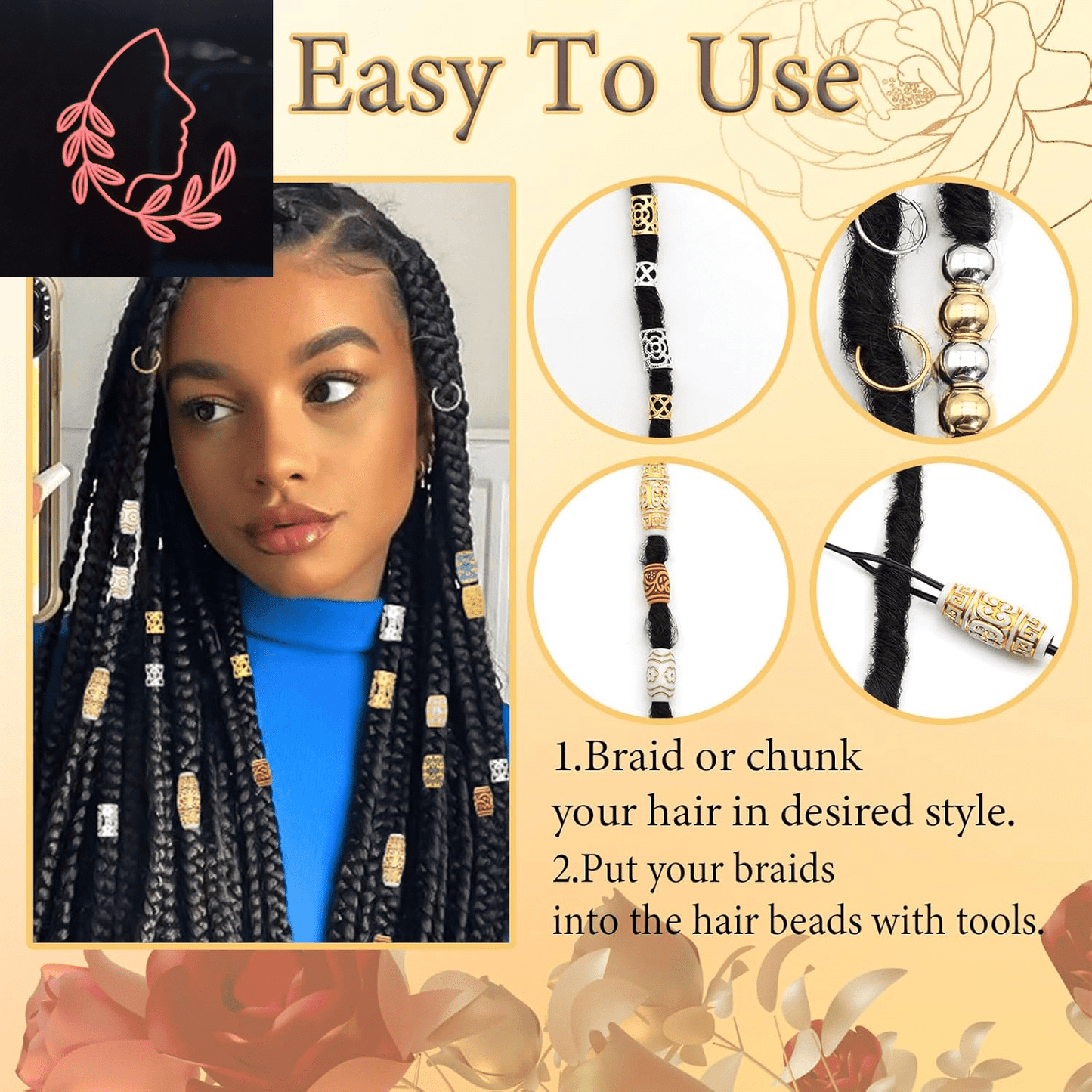 wooden beads and hair cuffs