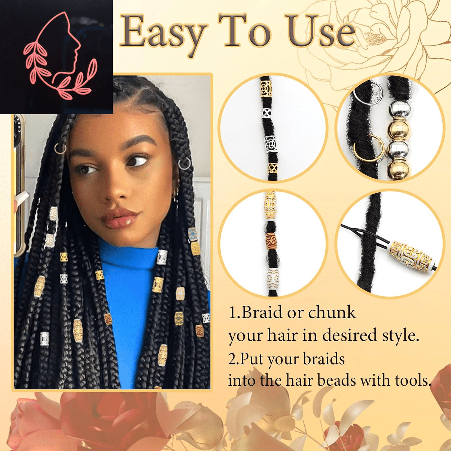 wooden beads and hair cuffs