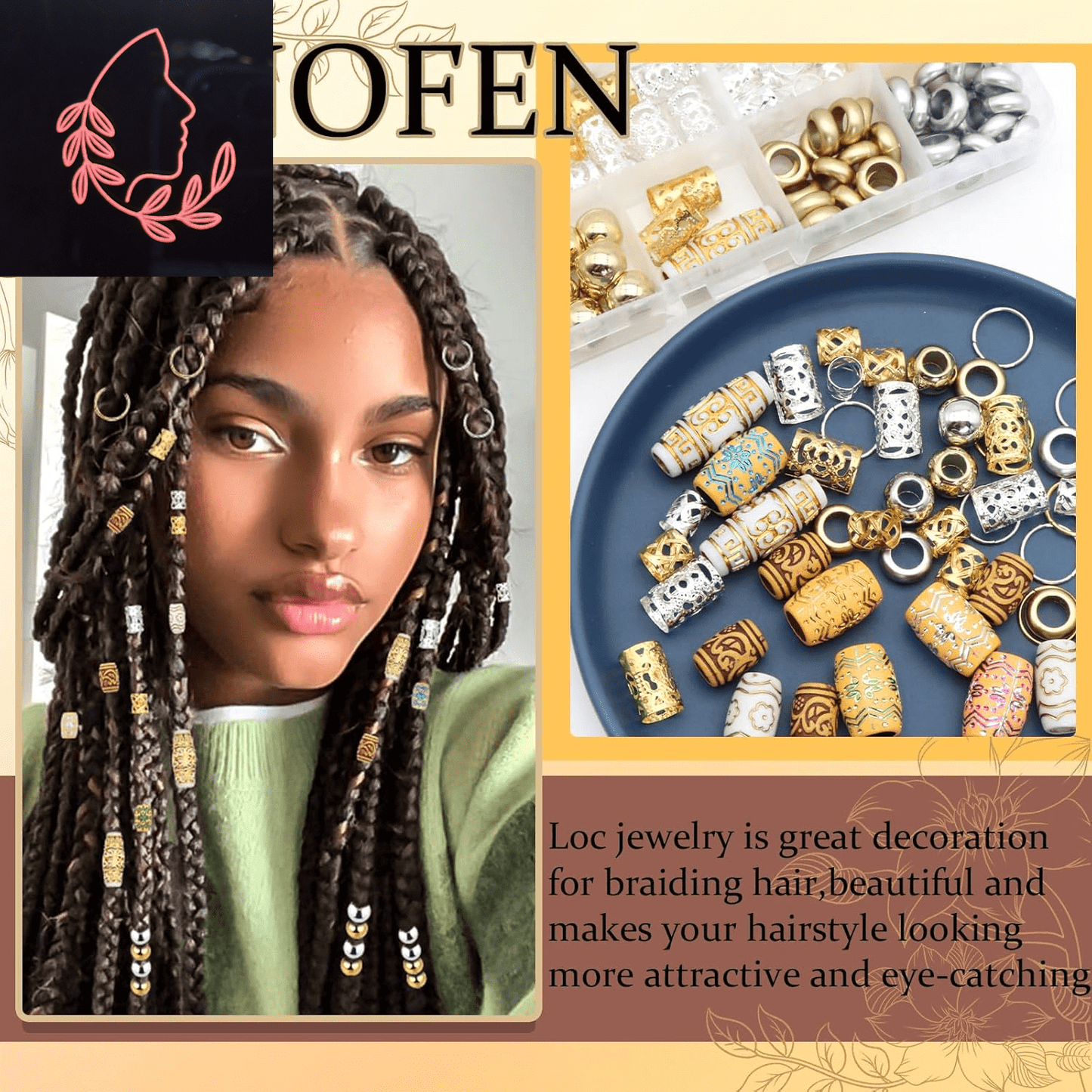 wooden beads and hair cuffs