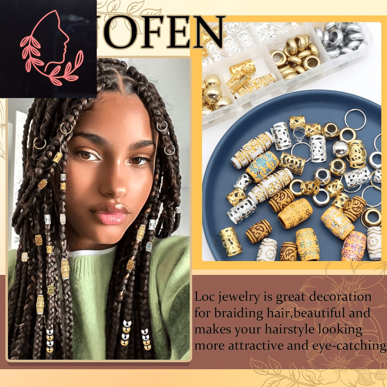 wooden beads and hair cuffs