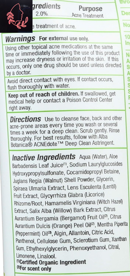 Acnedote Maximum Strength Face & Body Scrub for Acne Treatment, Blackhead Scrub, 8 Oz