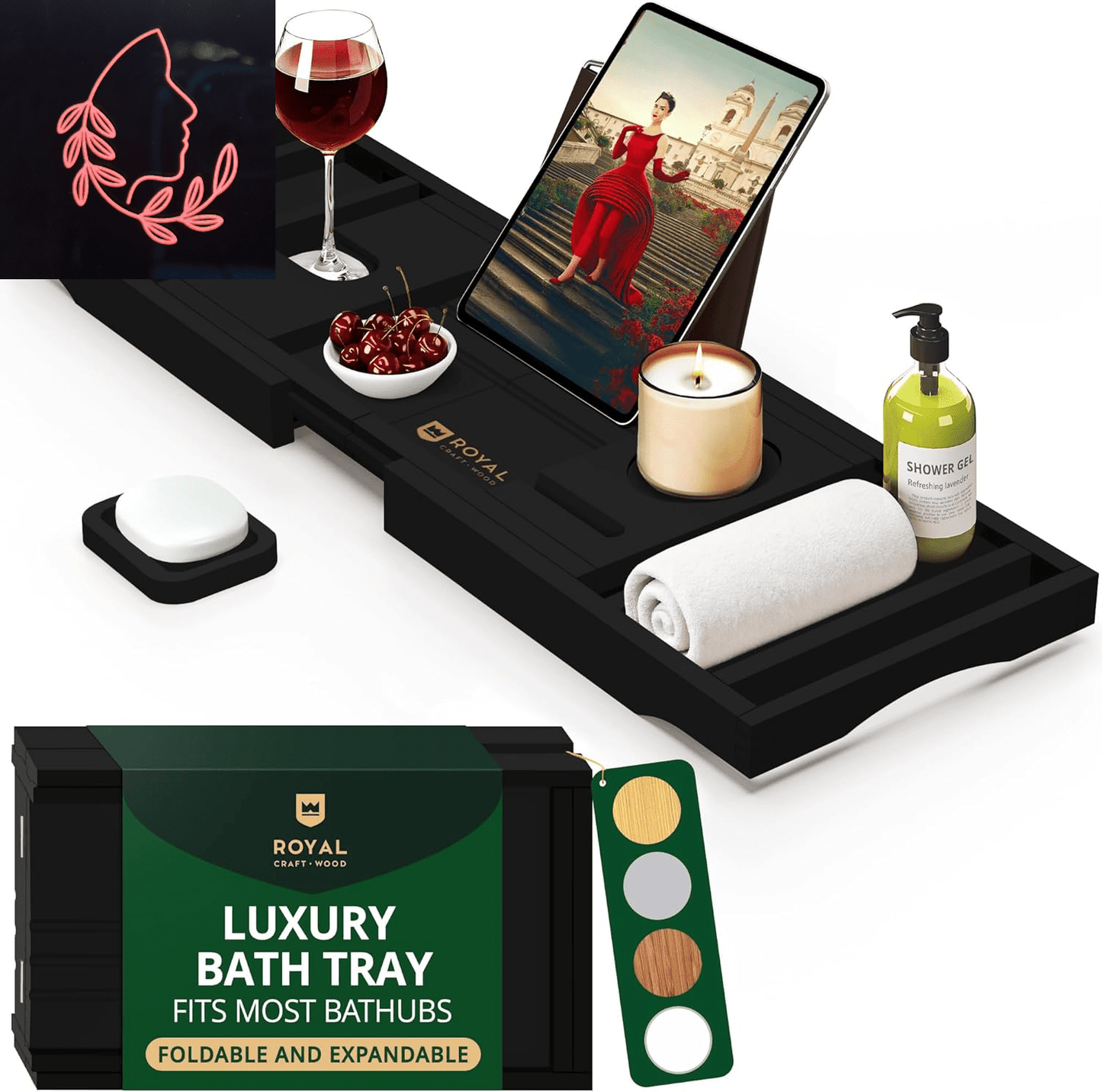 foldable bamboo bathtub tray