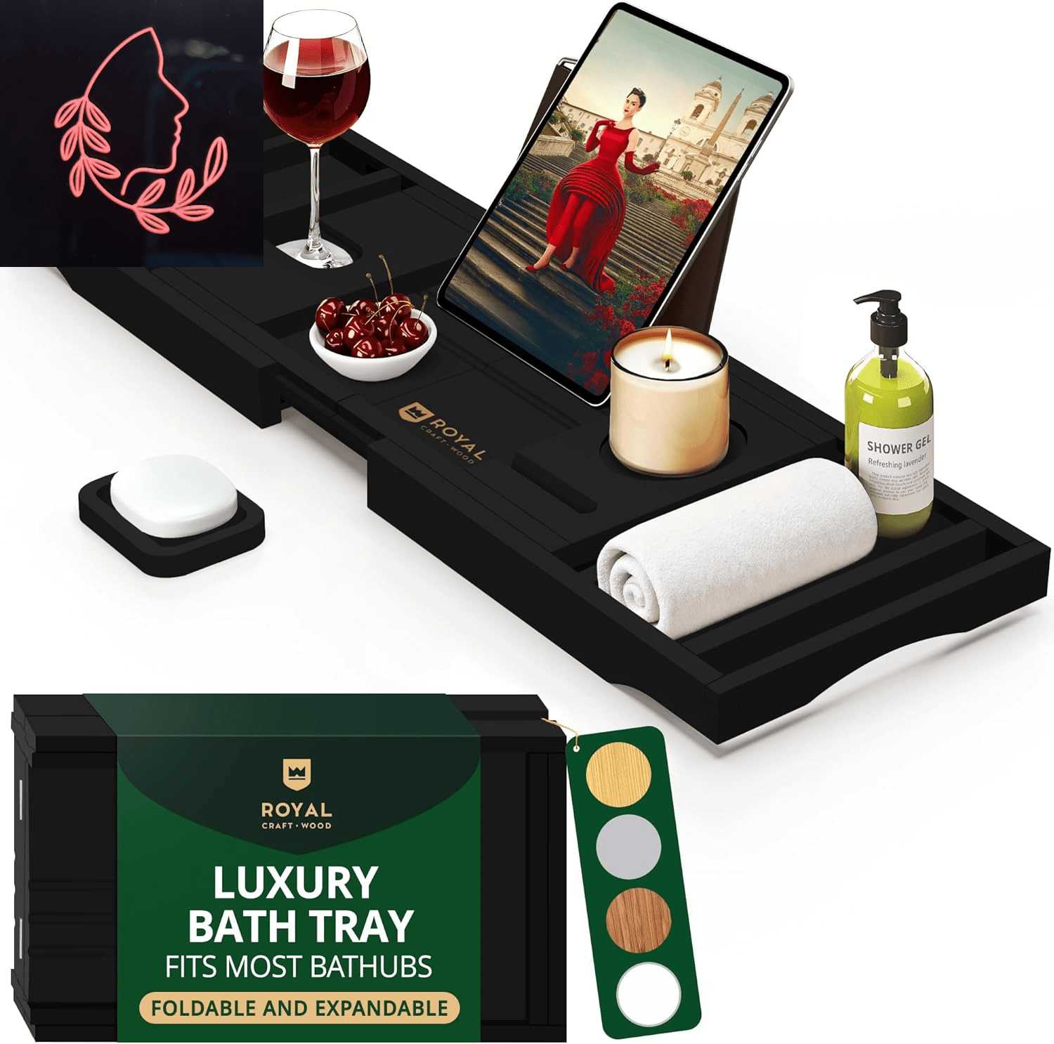 foldable bamboo bathtub tray
