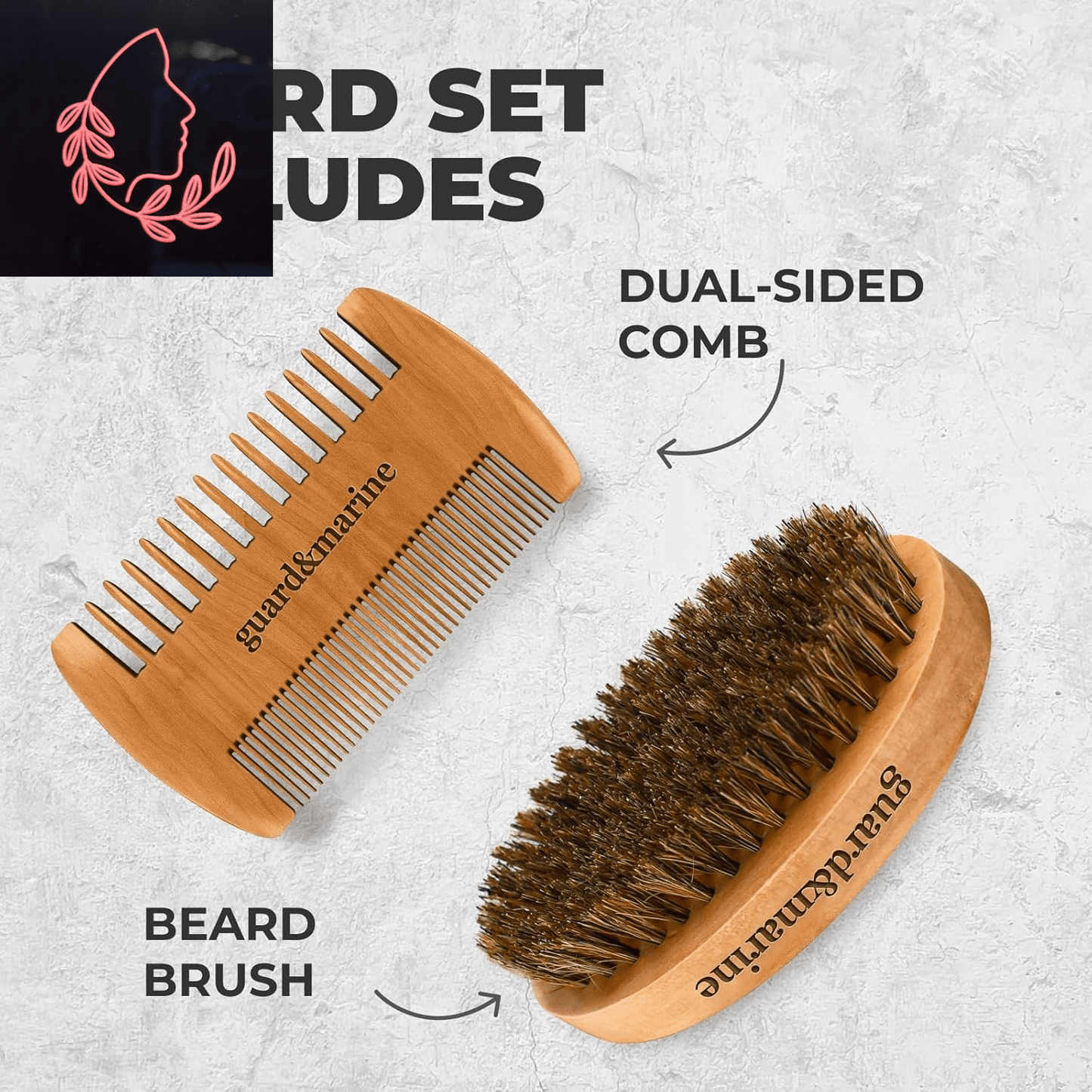 beard brush and comb set