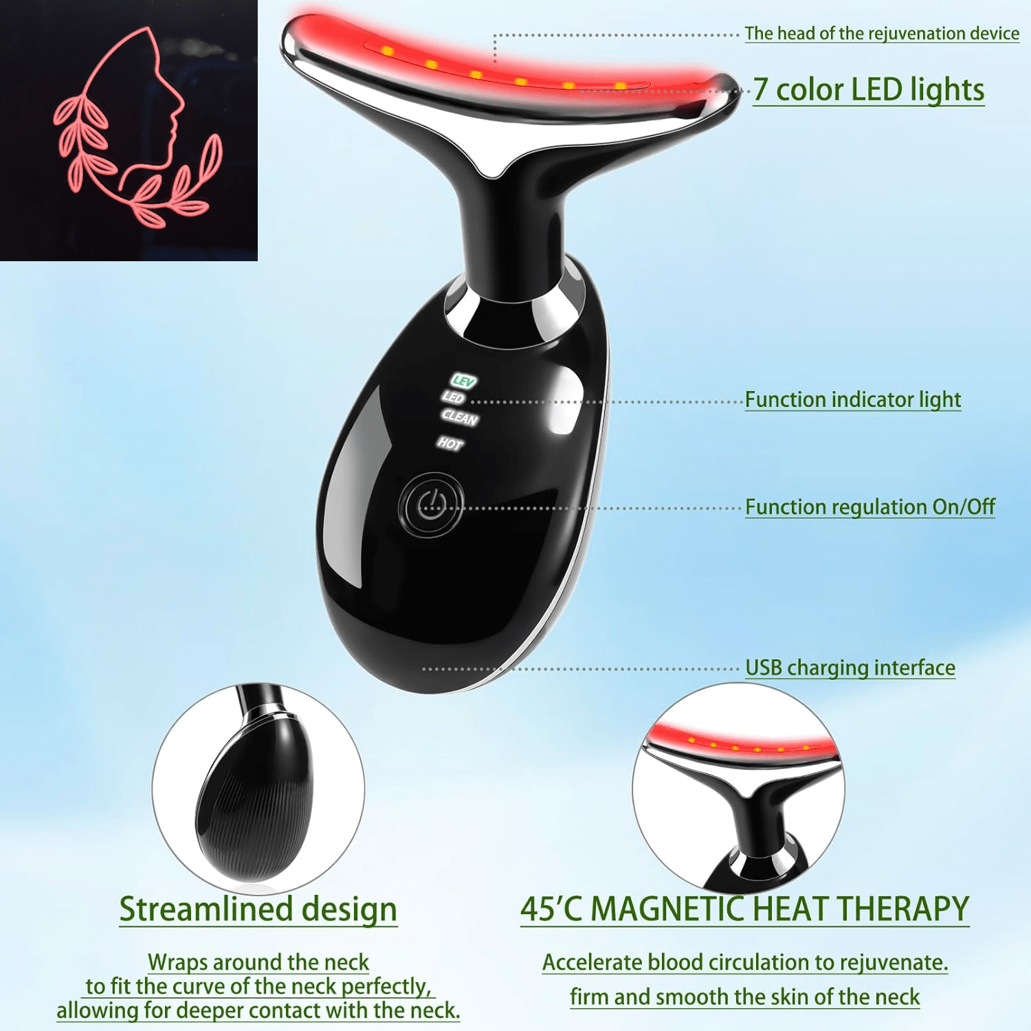 7 in 1 face and neck massager