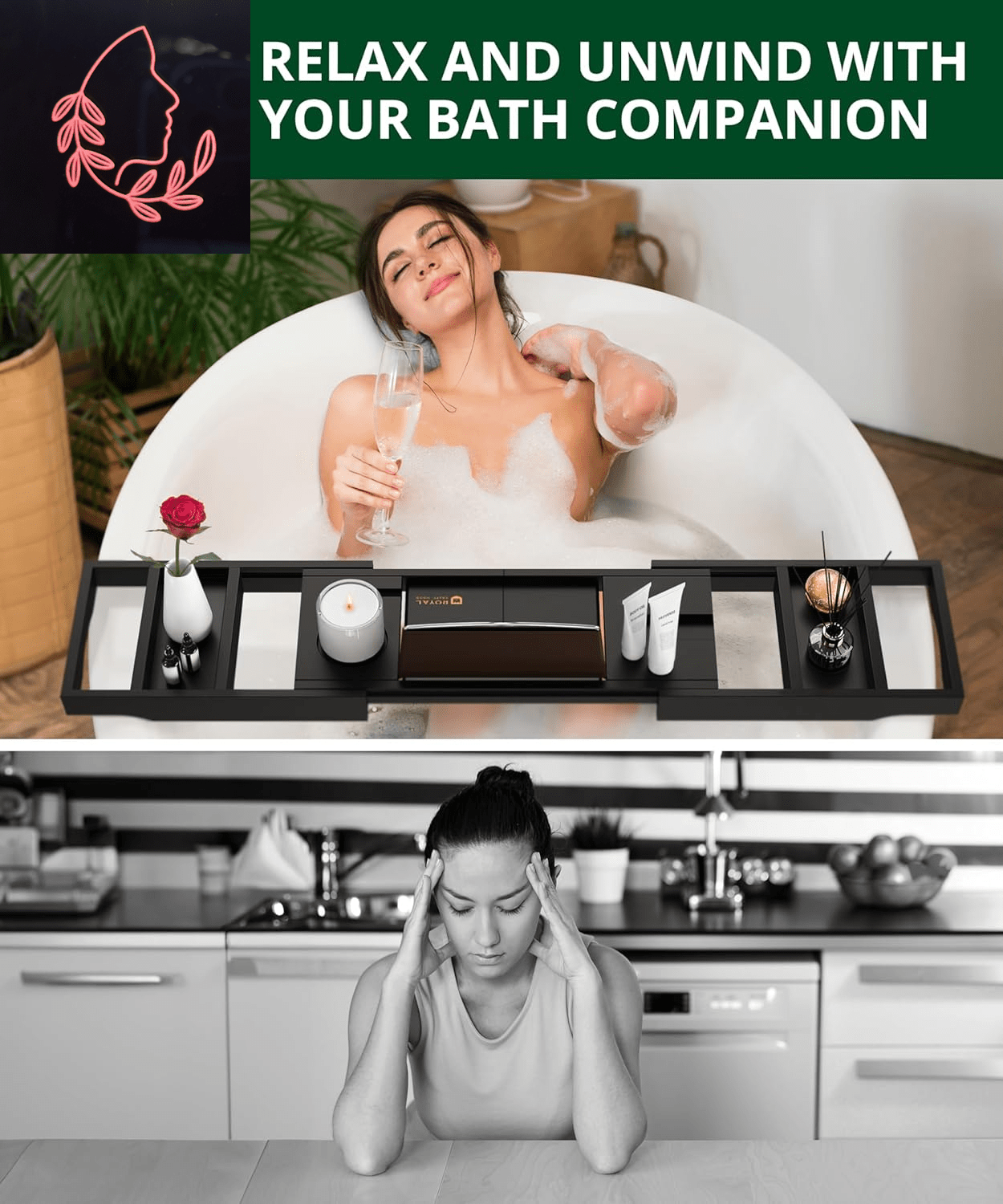 foldable bamboo bathtub tray