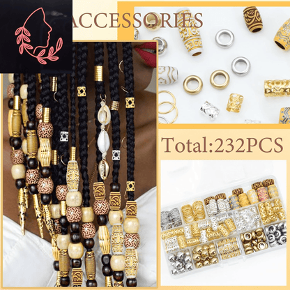 wooden beads and hair cuffs