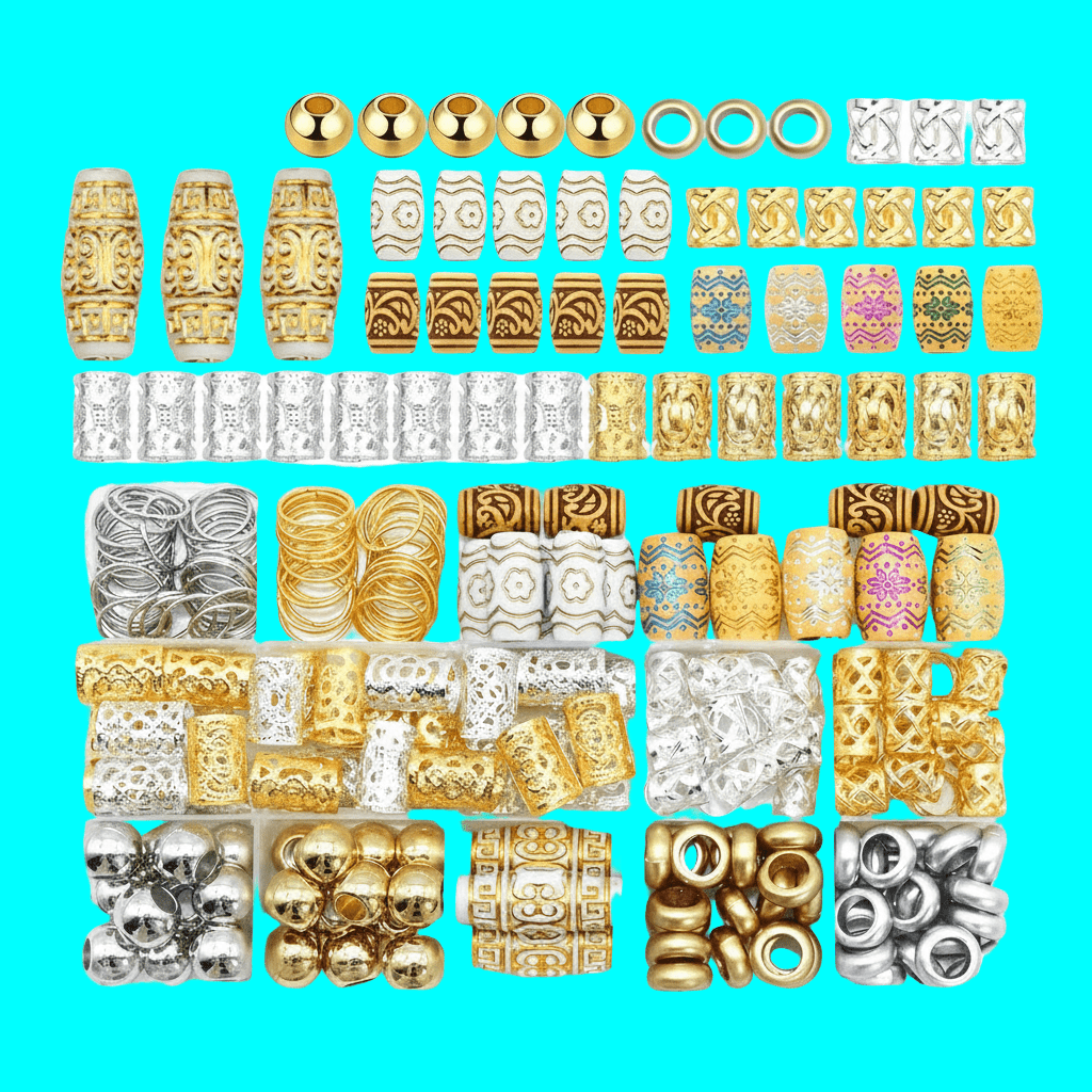 wooden beads and hair cuffs