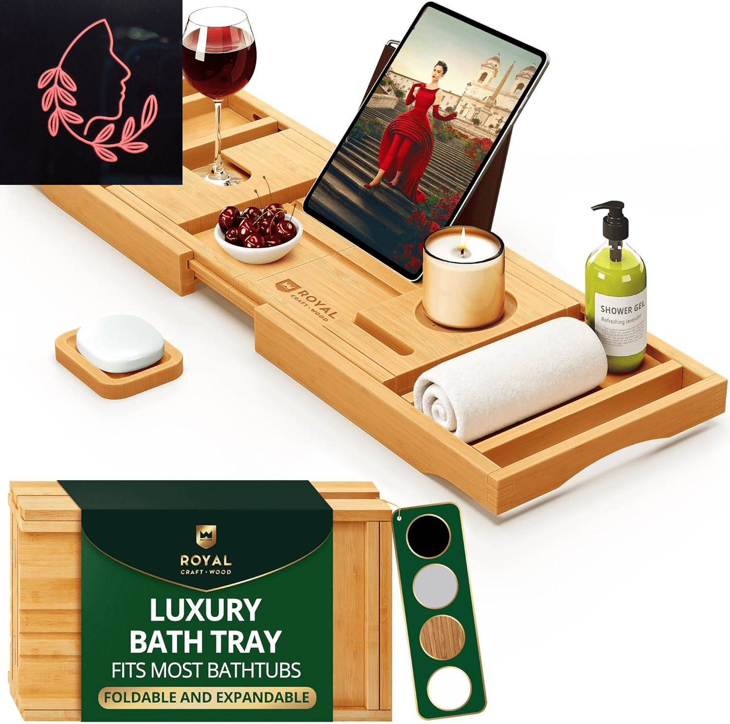 foldable bamboo bathtub tray