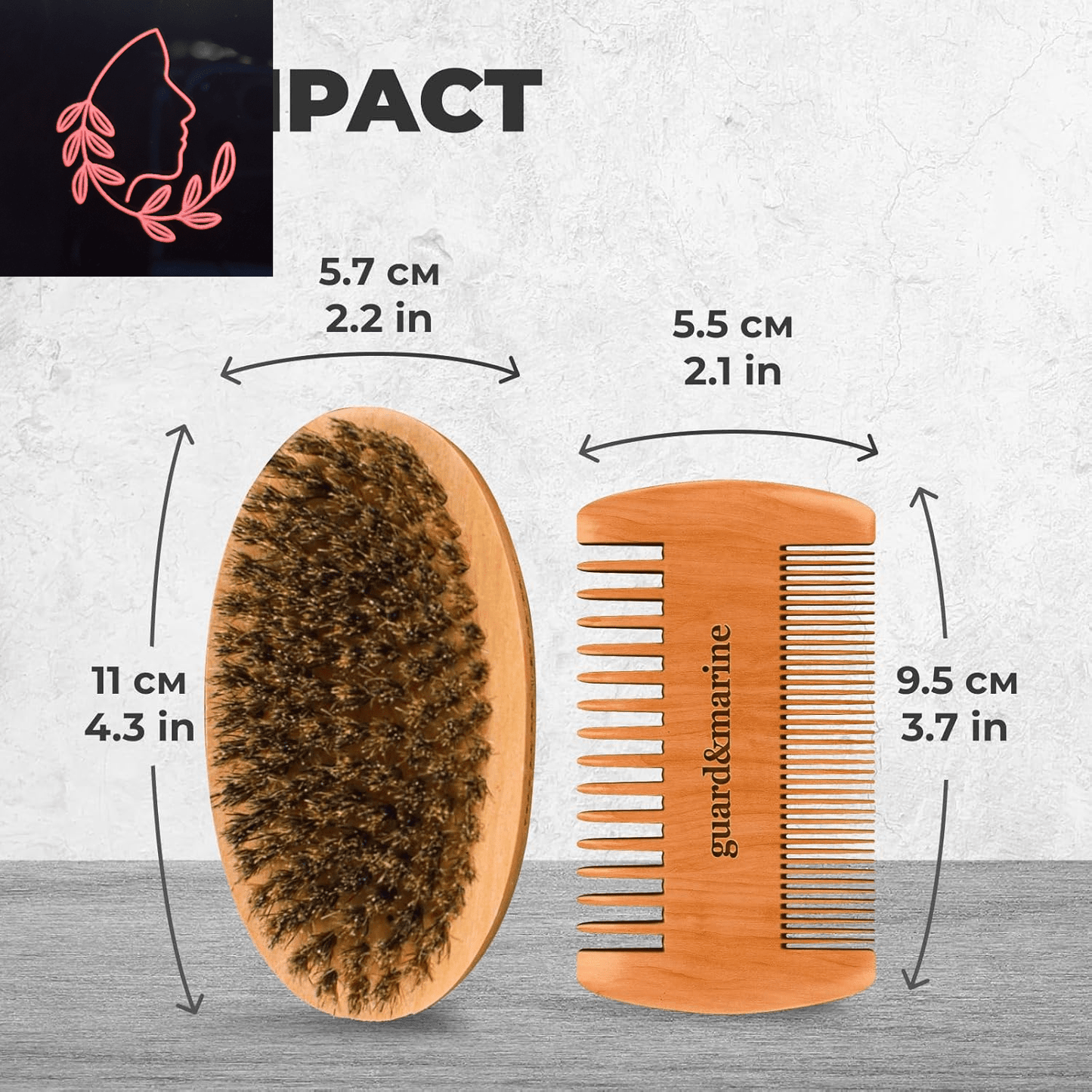 beard brush and comb set