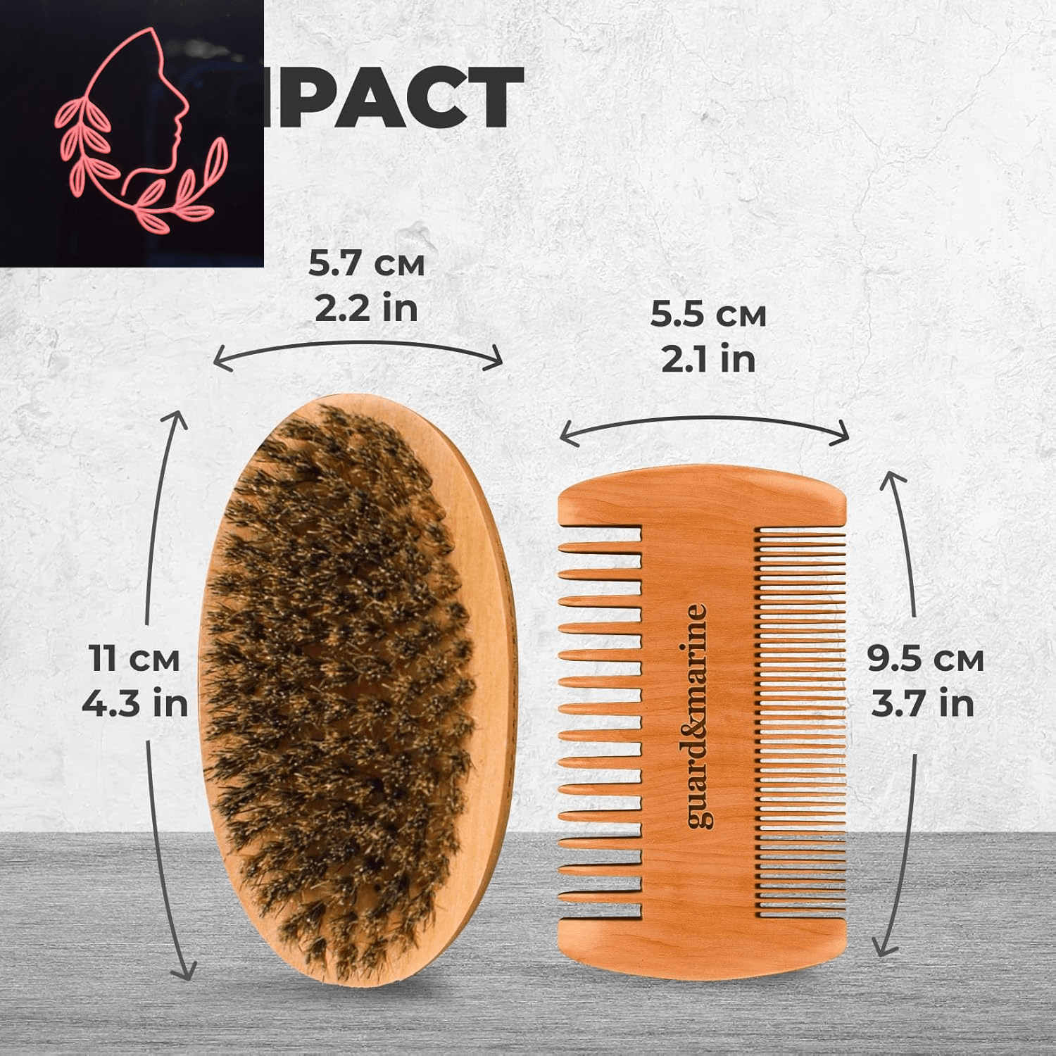 beard brush and comb set