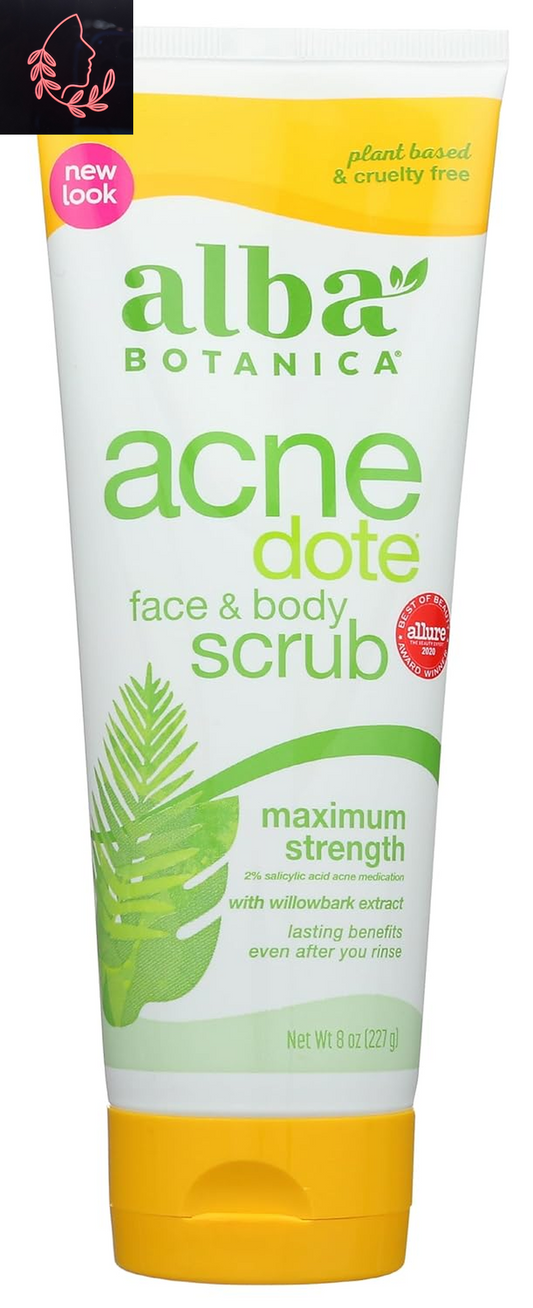 Acnedote Maximum Strength Face & Body Scrub for Acne Treatment, Blackhead Scrub, 8 Oz