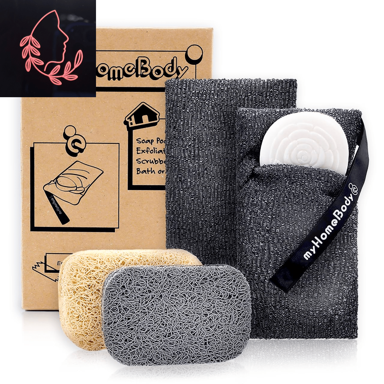 exfoliating soap pouch set