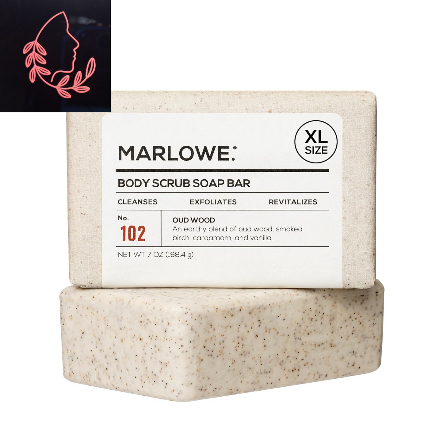 No. 102 Body Scrub Soap 7 Oz (6 Bars), Santal, Exfoliating Soap Bar with Shea Butter, Olive Oil & Green Tea Extracts, Cleanses, Smooths & Revitalizes Skin, Warm Amber, Spice & Citron Scent