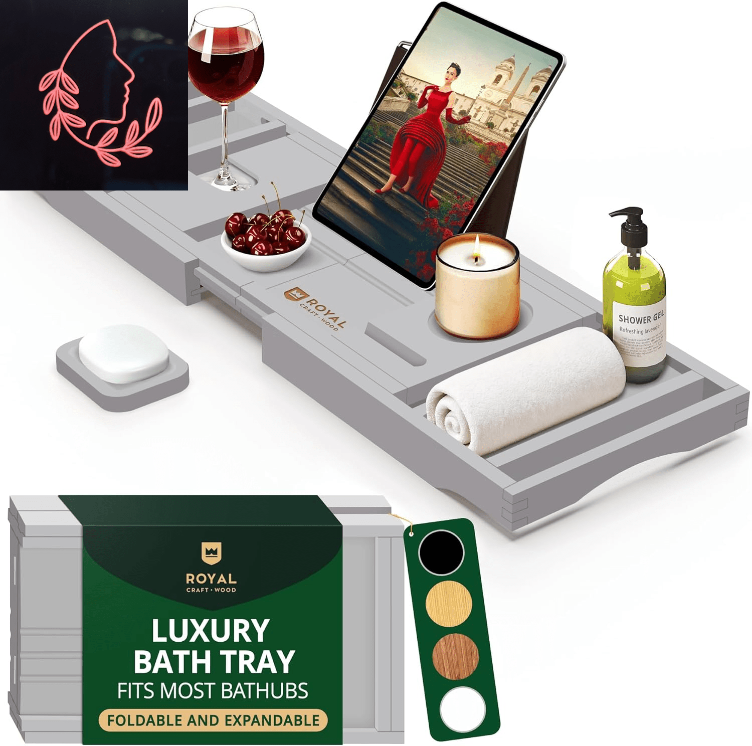 foldable bamboo bathtub tray