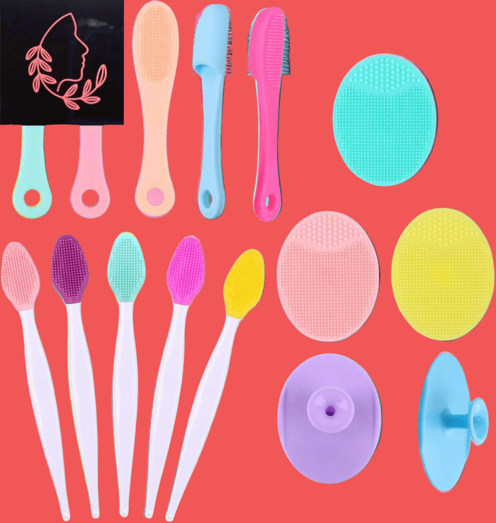 silicone facial cleansing brush set