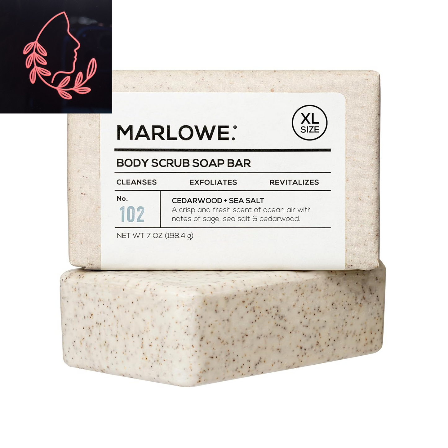 No. 102 Body Scrub Soap 7 Oz (6 Bars), Santal, Exfoliating Soap Bar with Shea Butter, Olive Oil & Green Tea Extracts, Cleanses, Smooths & Revitalizes Skin, Warm Amber, Spice & Citron Scent