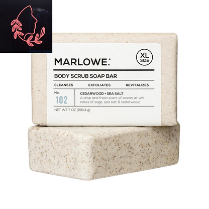 No. 102 Body Scrub Soap 7 Oz (6 Bars), Santal, Exfoliating Soap Bar with Shea Butter, Olive Oil & Green Tea Extracts, Cleanses, Smooths & Revitalizes Skin, Warm Amber, Spice & Citron Scent