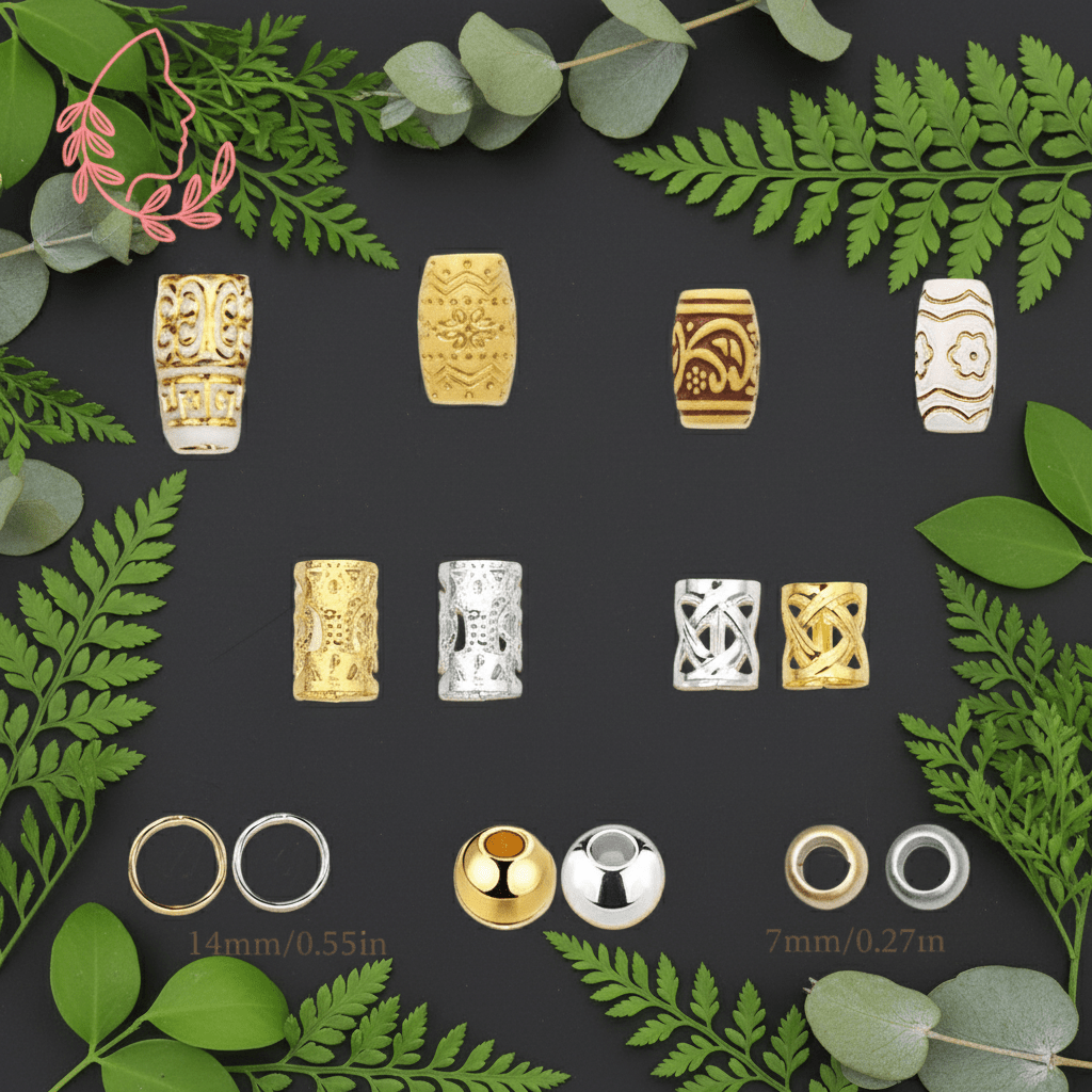 wooden beads and hair cuffs