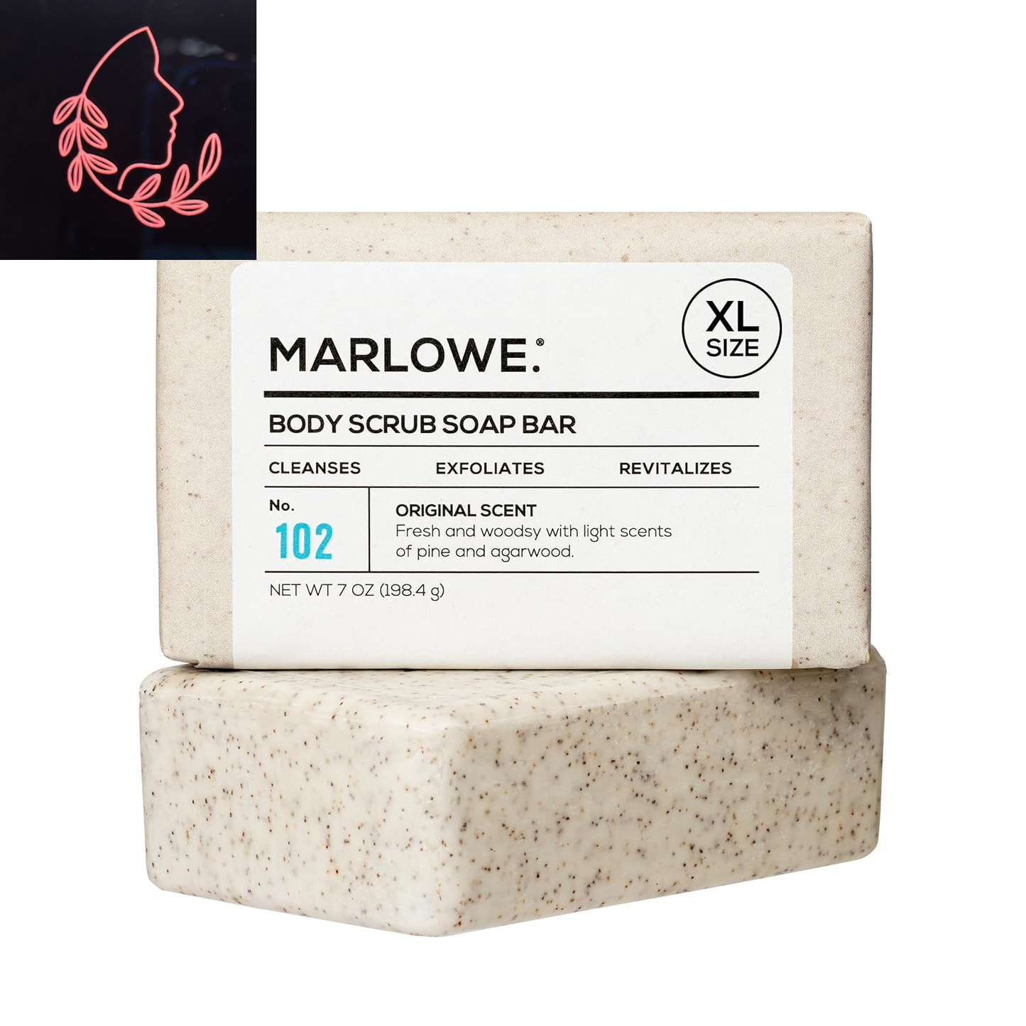 No. 102 Body Scrub Soap 7 Oz (6 Bars), Santal, Exfoliating Soap Bar with Shea Butter, Olive Oil & Green Tea Extracts, Cleanses, Smooths & Revitalizes Skin, Warm Amber, Spice & Citron Scent