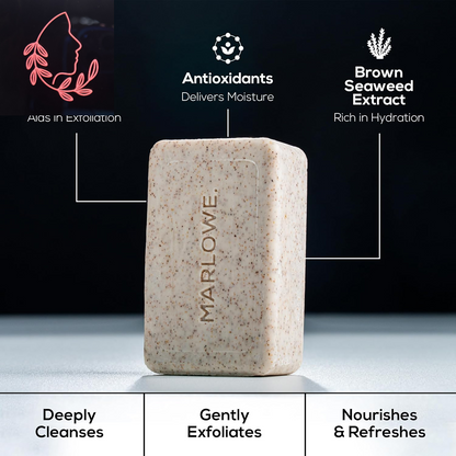 No. 102 Body Scrub Soap 7 Oz (6 Bars), Santal, Exfoliating Soap Bar with Shea Butter, Olive Oil & Green Tea Extracts, Cleanses, Smooths & Revitalizes Skin, Warm Amber, Spice & Citron Scent
